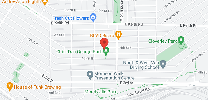 map of 627 E 6TH STREET